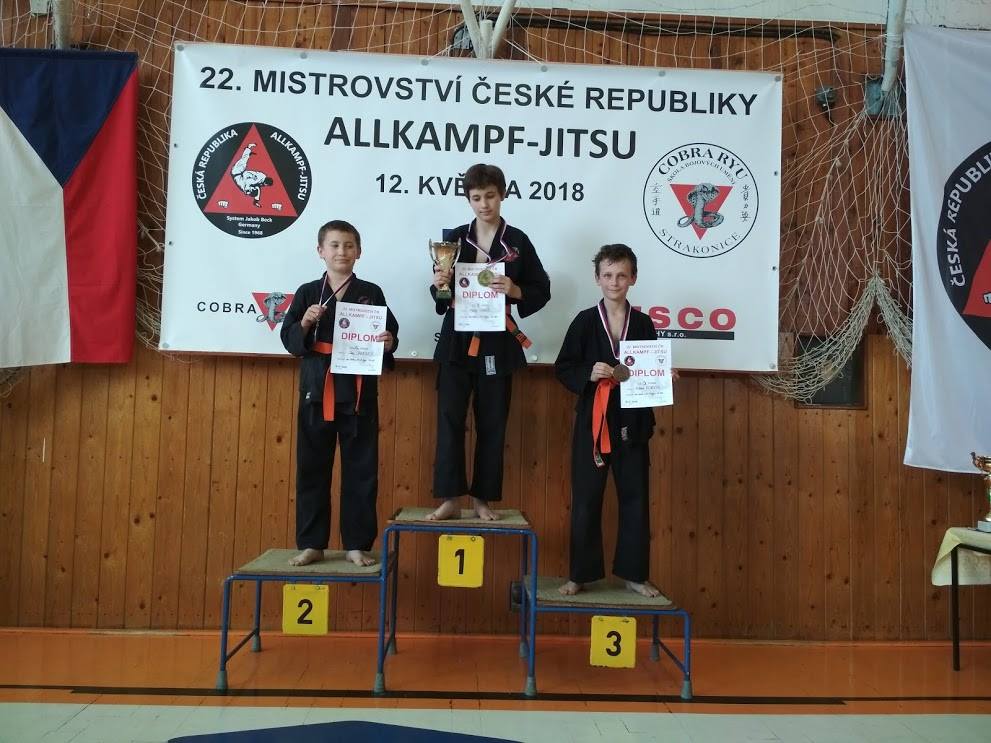 Medaile z&nbsp;Mistrovství České republiky v&nbsp;bojovém umění Allkampf-jitsu pro&nbsp;žáky ZŠ Na&nbsp;Ostrově