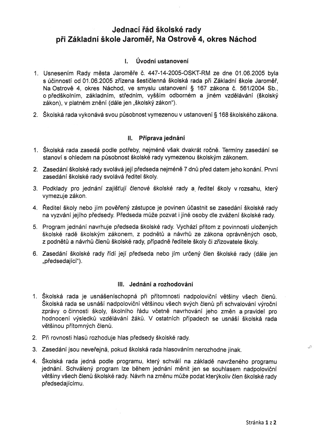 Jednací řád školské rady
