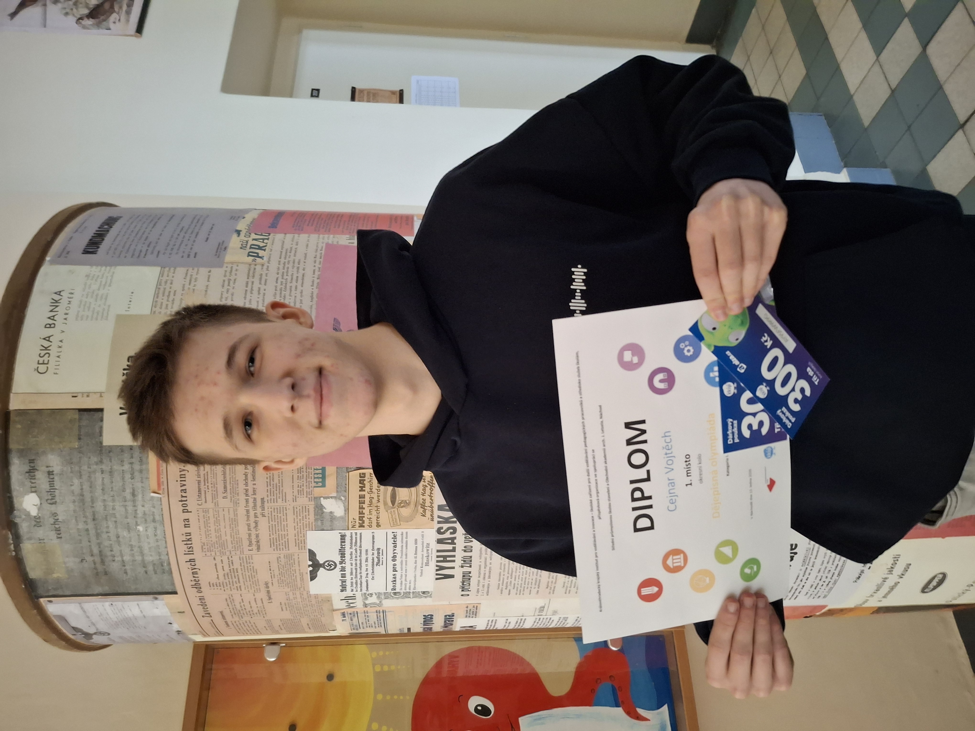 Dějepisná olympiáda - Vojtěch Cejnar zazářil v okresním kole